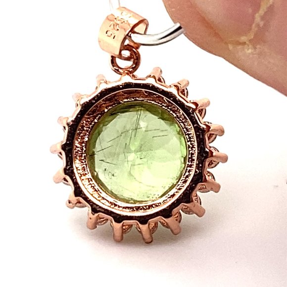 Peridot Ludwigite 3.60ct Rose Gold Silver Pendant - Picture 4 of 8
